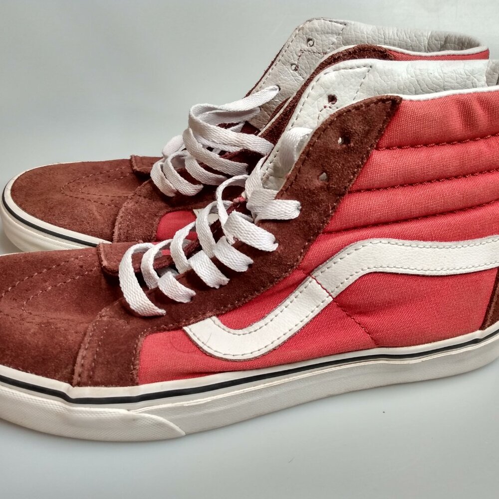 Vans Sk8-Hi Sneakers Men’s 8 Womens 9.5 Brown Orange White Suede Canvas High-Top - Picture 10 of 10